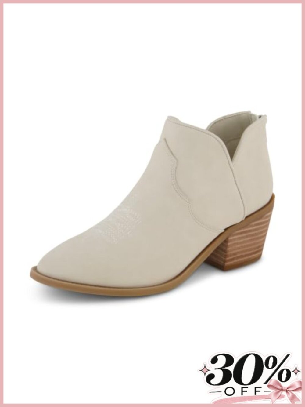 CUSHIONAIRE Rodeo Western Cowboy Ankle Bootie Pointed Toe Block Heel